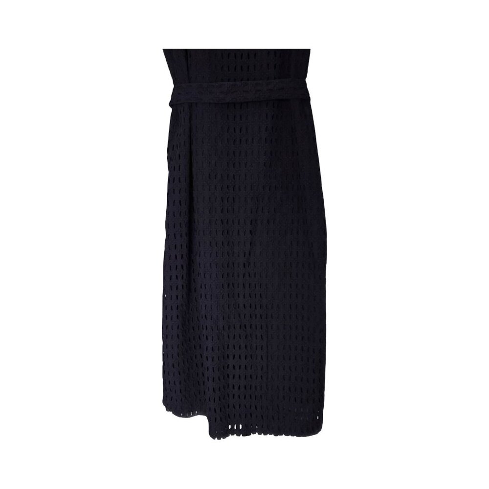 Women's - Ann Taylor Navy Blue Eyelet Midi Dress, Size 14 - Picture 4 of 10